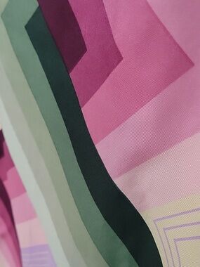 Vintage Echo Silk Geometric Tumbling Blocks Multi-color Rectangular Scarf
